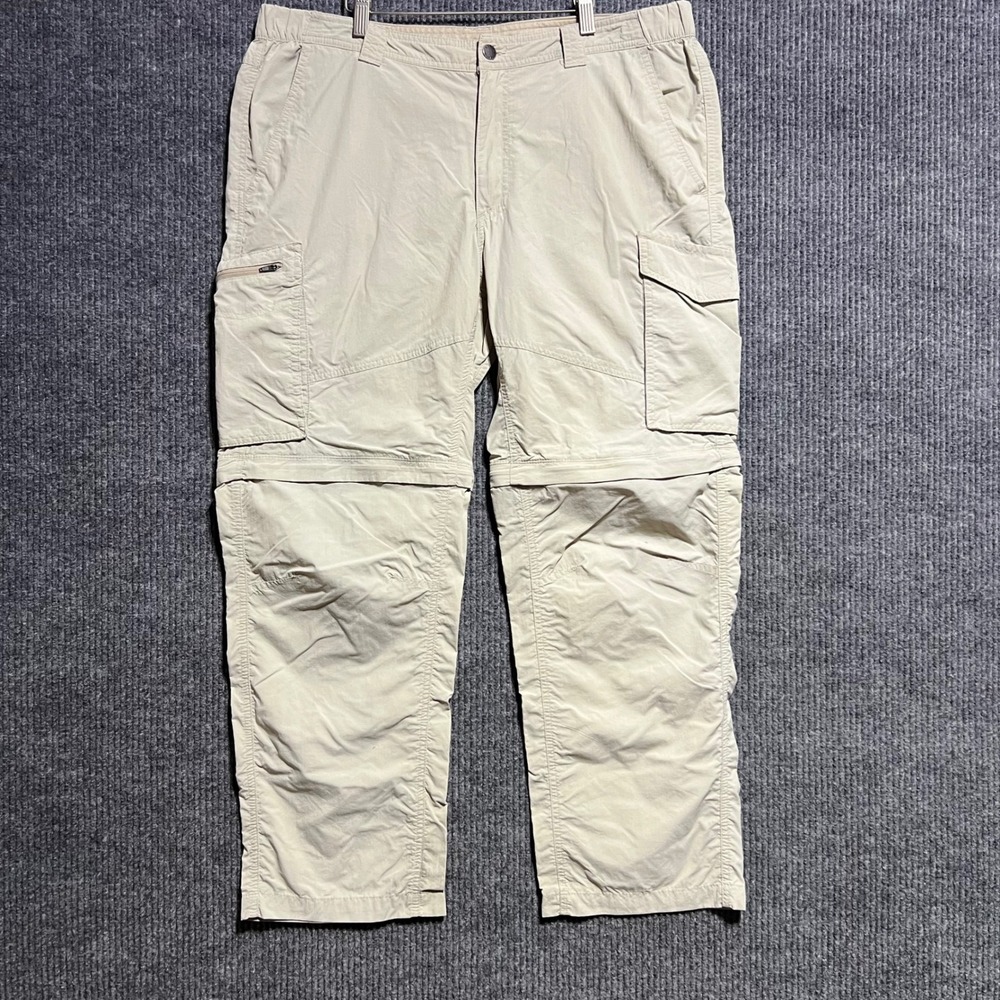 Columbia Convertible Cargo Pants Mens 38 Beige Hiking Outdoor Utility Ripstop